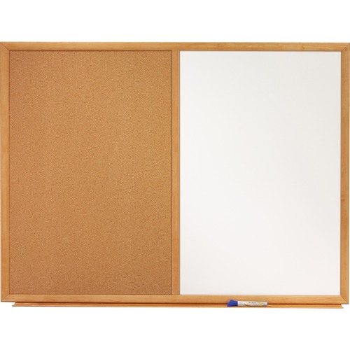 Bulletin/dry-Erase Board, Melamine/cork, 36 X 24, White/brown, Oak Finish Frame