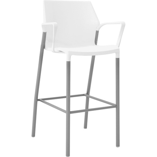 United Chair Company  Stool, Cafe Height, w/ Arms, 23-1/2"Wx20-1/2"Lx44"H, White
