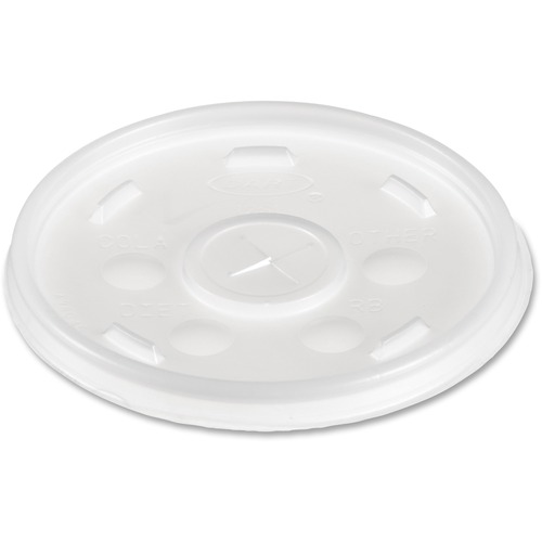 PLASTIC LIDS FOR FOAM CUPS, BOWLS AND CONTAINERS, FLAT WITH STRAW SLOT, FITS 6-14 OZ, TRANSLUCENT, 1,000/CARTON