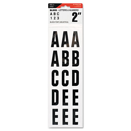 LETTERS, NUMBERS AND SYMBOLS, ADHESIVE, 2", BLACK, 84 CHARACTERS