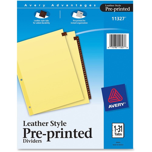 Avery  Tab Dividers, Preprinted 1-31, 8-1/2"x11", 31/ST, Red