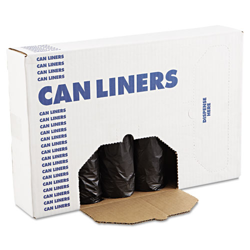 LOW-DENSITY WASTE CAN LINERS, 56 GAL, 0.6 MIL, 43" X 47", BLACK, 100/CARTON