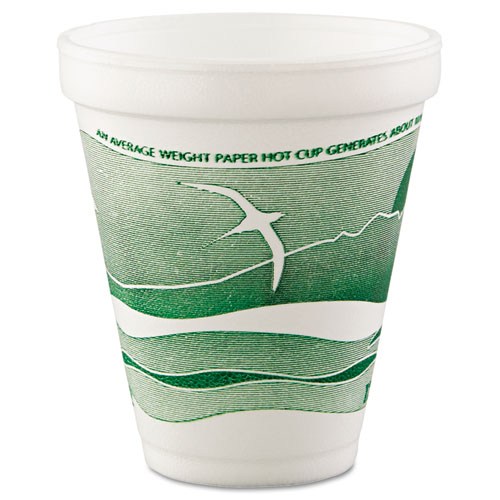 Horizon Hot/cold Foam Drinking Cups, 12oz, Green/white, 25/bag, 40 Bags/carton