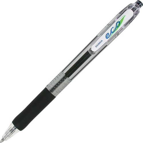 ECO JIMNIE CLIP RETRACTABLE BALLPOINT PEN, 1MM, BLACK INK, TRANSLUCENT BARREL, DOZEN