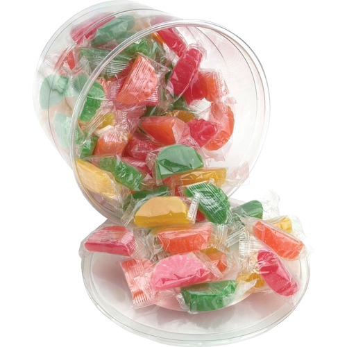 Assorted Fruit Slices Candy, Individually Wrapped, 2 Lb Resealable Plastic Tub