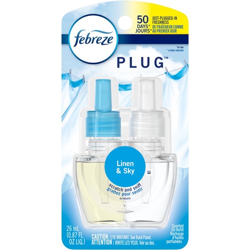 PLUG AIR FRESHENER REFILLS, LINEN AND SKY, 0.87 OZ, 6/CARTON