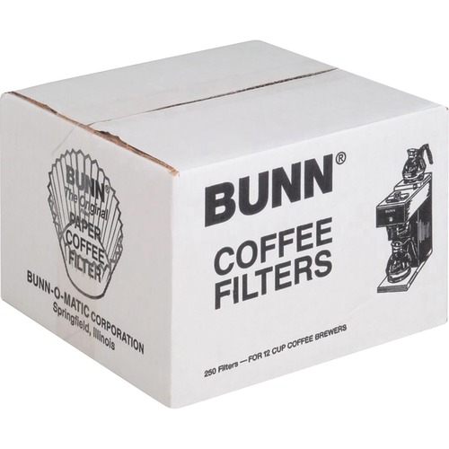 Flat Bottom Coffee Filters, 12-Cup Size, 250/pack