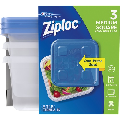 S.C. JOHNSON & SON, INC  Container, f/Food, Square, Ziploc, Med, 3/PK, CL
