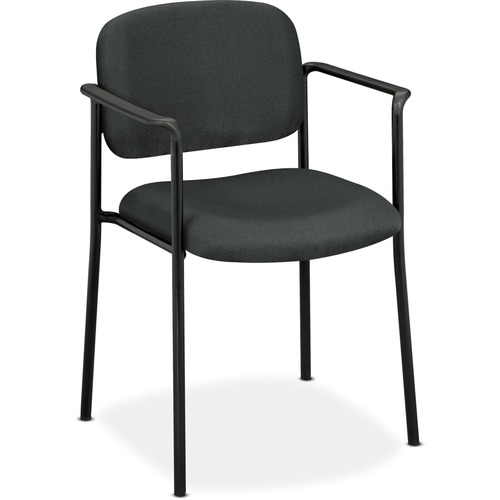 VL616 STACKING GUEST CHAIR WITH ARMS, CHARCOAL SEAT/CHARCOAL BACK, BLACK BASE