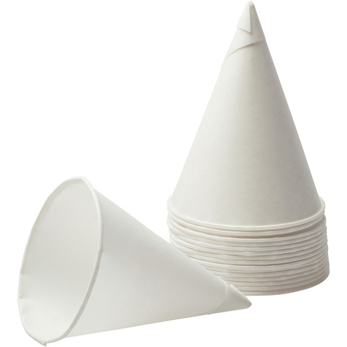 Rolled Rim, Poly Bagged Paper Cone Cups, 4.5oz, White, 5000/carton