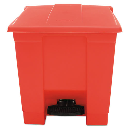 INDOOR UTILITY STEP-ON WASTE CONTAINER, SQUARE, PLASTIC, 8 GAL, RED