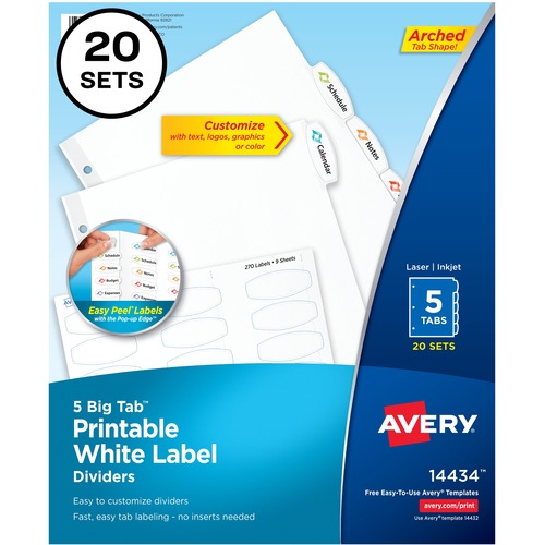 DIVIDERS,EZ-PL,LBL,5TB,20PK