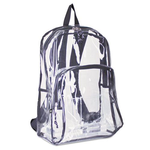 Backpack, Pvc Plastic, 12 1/2 X 5 1/2 X 17 1/2, Clear/black