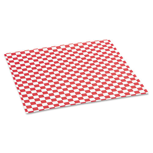 GREASE-RESISTANT PAPER WRAPS AND LINERS, 12 X 12, RED CHECK, 1000/BOX, 5 BOXES/CARTON