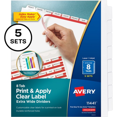 DIVIDERS,INDEX,XTRA-WD,8TAB