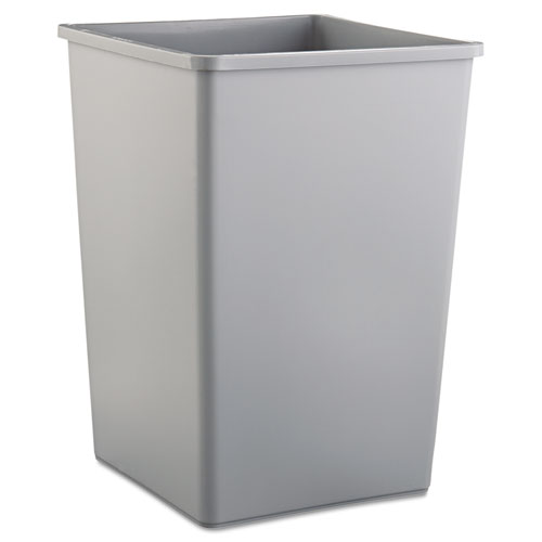 UNTOUCHABLE SQUARE WASTE RECEPTACLE, PLASTIC, 35 GAL, GRAY