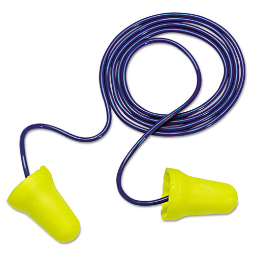 E A R E-Z-Fit Single-Use Earplugs, Corded, 28nrr, Yellow/blue, 200 Pairs