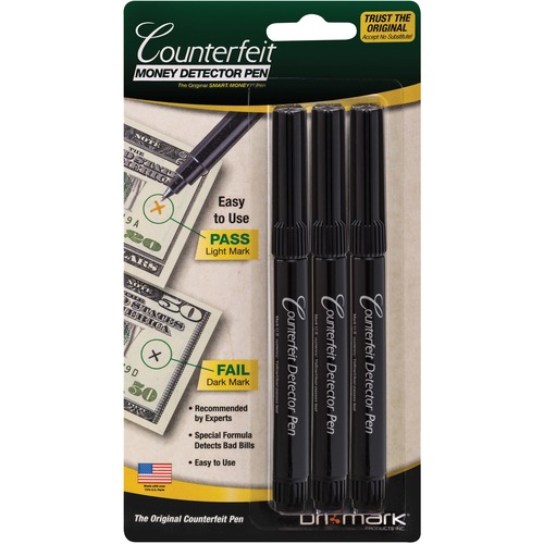 Dri Mark Products Inc  Dri Mark Counterfeit Detector Pens, 3/PK, Black
