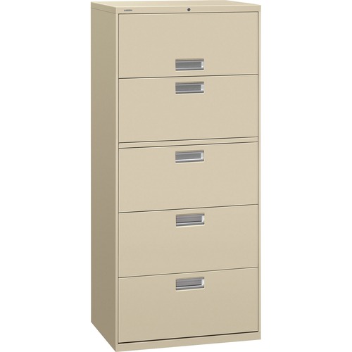 The HON Company  Lateral File, 5 Drawer, w/Lock, 30"x18"x64-1/4", Putty