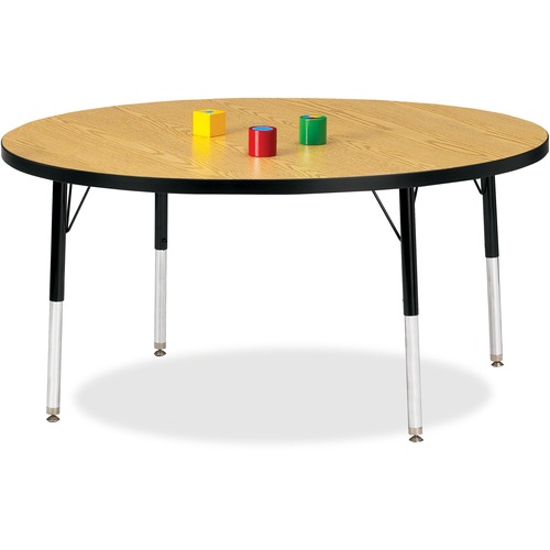 Jonti-Craft, Inc.  Activity Table, Round, 15"-24"x48", Oak/Black