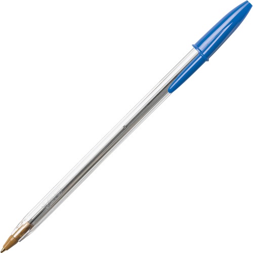 CRISTAL XTRA SMOOTH STICK BALLPOINT PEN, 1MM, BLUE INK, CLEAR BARREL, DOZEN