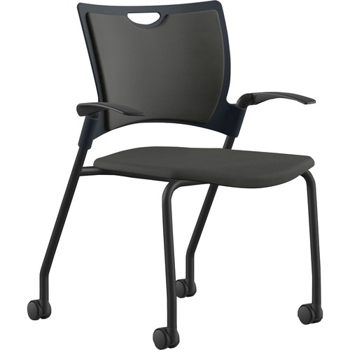 9to5 Seating  Stack Chair,w/Arms&Casters,25"x26"x33",Onyx Fabric/BK Frame