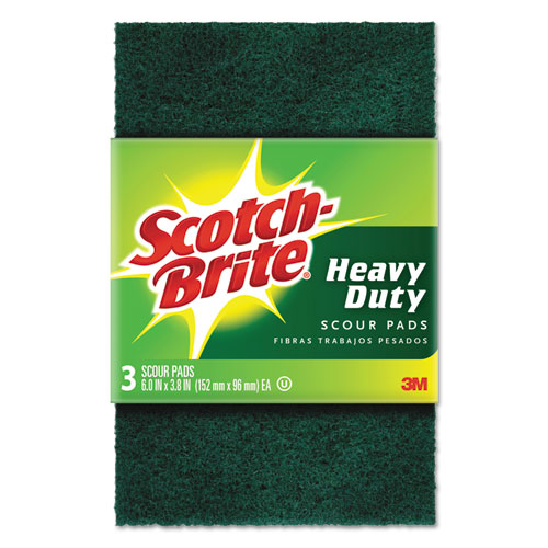 Heavy-Duty Scour Pad, 3.8w X 6"l, Green, 3/pack, 10 Packs/carton