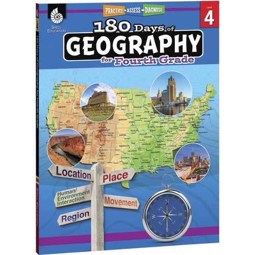 Shell Education Teacher Created Materials  Resource Book, Geography, Grade 4, 8-1/2"Wx11"Lx1"H, Multi