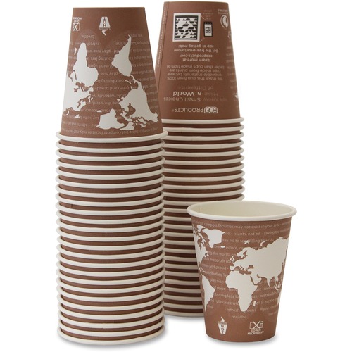 World Art Renewable/compostable Hot Cups, 8 Oz, Plum, 50/pack