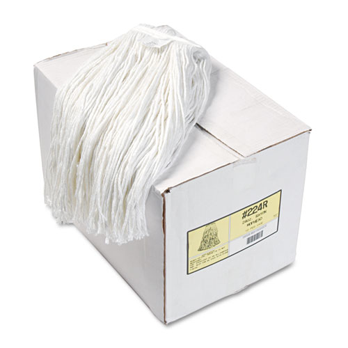 Premium Cut-End Wet Mop Heads, Rayon, 24oz, White, 12/carton