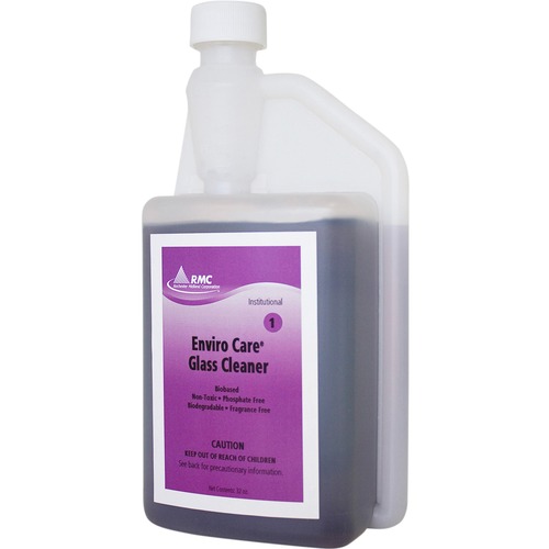 Rochester Midland Corporation  Glass Cleaner, Bio Based, Measurement Sys, 32 oz, Purple