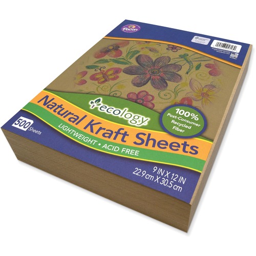 Pacon  Kraft Sheets, Acid-Free, 500-Sht, 9"Wx12"Lx2-1/10"H, Natural