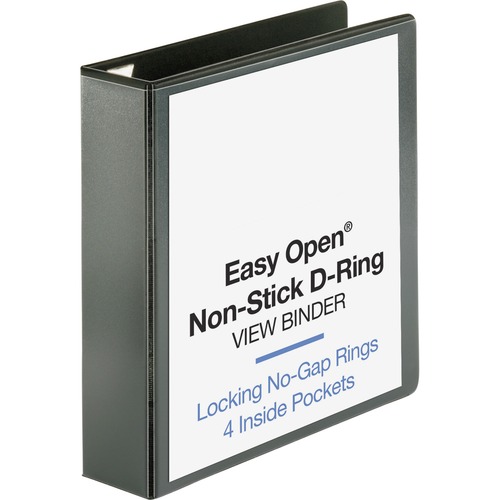 Business Source  View Binder, Locking D-Ring, 2" Capacity, Letter, Black