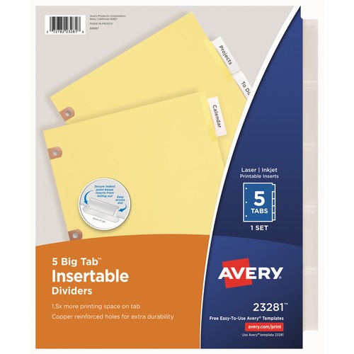 DIVIDERS,INSERT,5-TAB,CLEAR