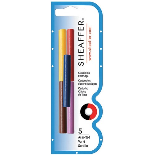 Sheaffer Pen  Skrip Ink Cartridges, 5/PK, Black/Red/Blue/Green/Purple