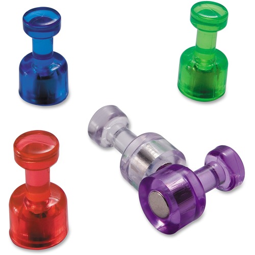 Push Pin Magnets, Assorted Translucent, 3/4" X 3/8", 10 Per Pack