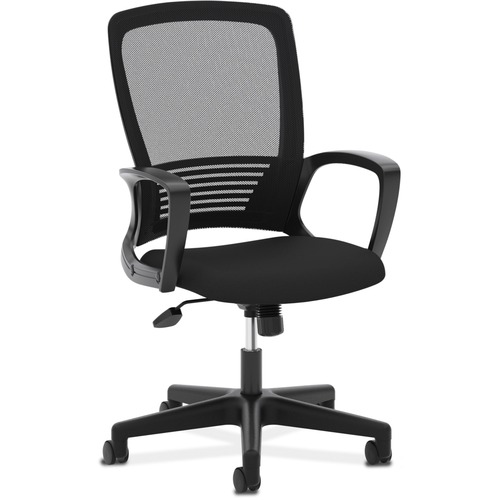 HVL525 MESH HIGH-BACK TASK CHAIR, SUPPORTS UP TO 250 LBS., BLACK SEAT/BLACK BACK, BLACK BASE