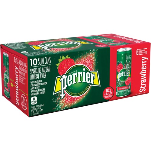 Nestle Waters North America  Perrier Mineral Water, Strawberry, 8.45 oz Slim Can, 30/CT