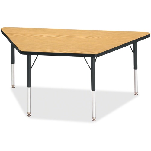 Jonti-Craft, Inc.  Activity Table, Trapezoid, 15"-24"x30"x60", Oak/Black