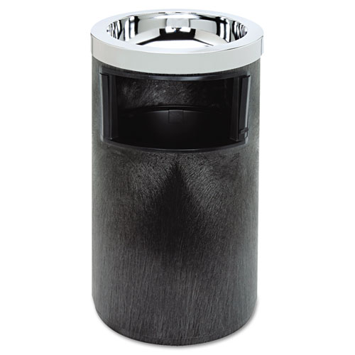 SMOKING URN WITH ASHTRAY AND METAL LINER, 2 GAL, 19.5H X 12.5 DIA, BLACK