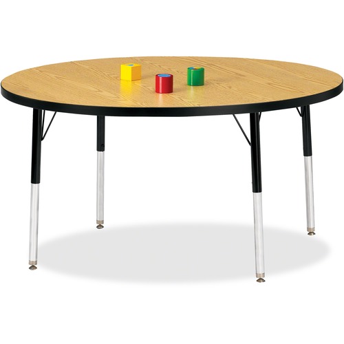 Jonti-Craft, Inc.  Activity Table, Round, 24"-31"x48", Oak/Black