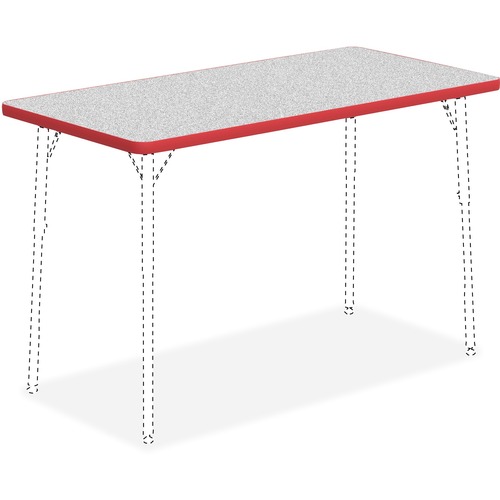 Lorell  Tabletop, Rectangular, Laminate, 24"x48", Gray/Red