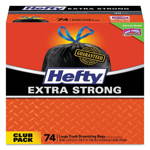 ULTRA STRONG TALL KITCHEN AND TRASH BAGS, 30 GAL, 1.1 MIL, 30" X 33", BLACK, 222/CARTON