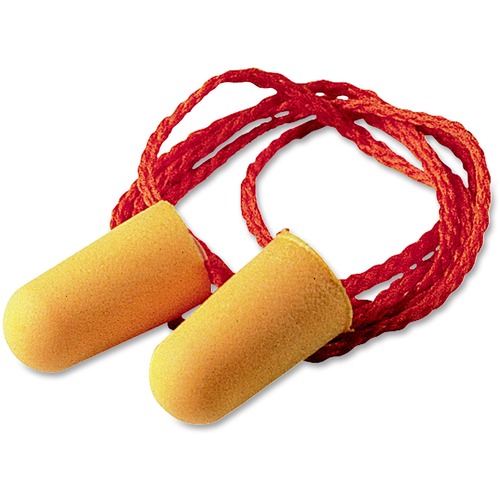 Foam Single-Use Earplugs, Corded, 29nrr, Orange, 100 Pairs