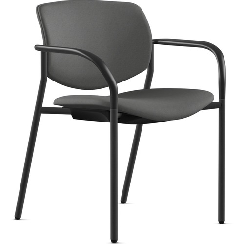 9to5 Seating  Stack Chair,w/Arms,25-1/2"x25"x33",Gray Fabric/BK Frame