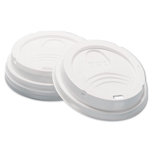 Dome Hot Drink Lids, 8oz Cups, White, 100/sleeve, 10 Sleeves/carton