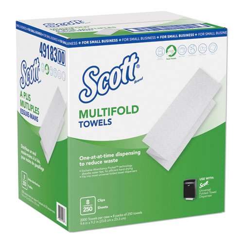 MULTI-FOLD PAPER TOWELS, 9.2 X 9.4, WHITE, 250/PACK, 8 PACKS/CARTON