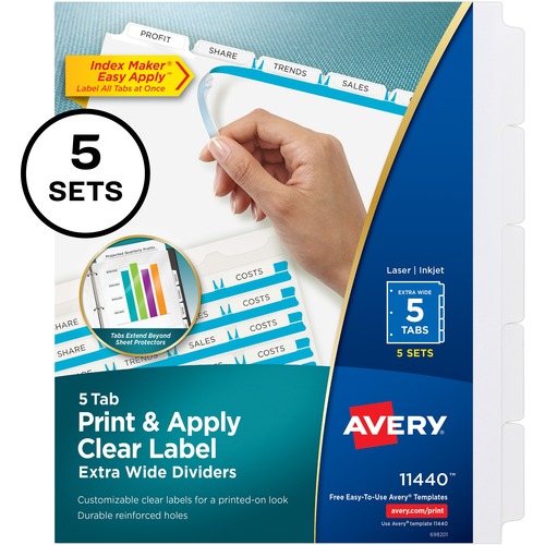 DIVIDERS,INDEX,XTRA-WD,5TAB