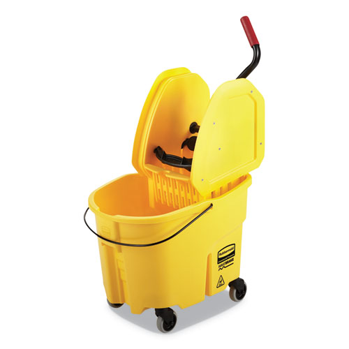 WAVEBRAKE 2.0 BUCKET/WRINGER COMBOS, DOWN-PRESS, 35 QT, PLASTIC, YELLOW