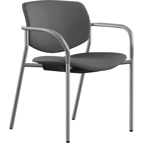 9to5 Seating  Stack Chair,w/Arms,25-1/2"x25"x33",Gray Fabric/SR Frame